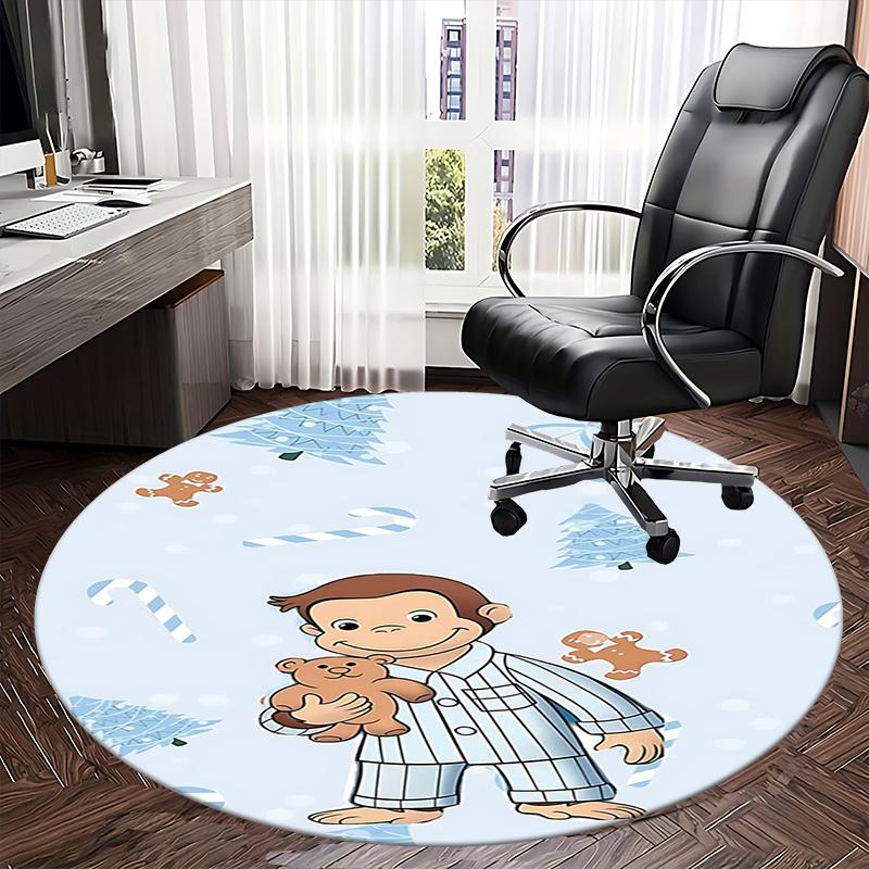 Curious George,Christmas Chair mat Round Rug Office carpet, Non slip, Suitable for Living Rooms, Bedrooms Decor 1205522a