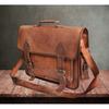 Nya män äkta getläder Vintage Brun Messenger Shoulder Laptopväska Portfölj