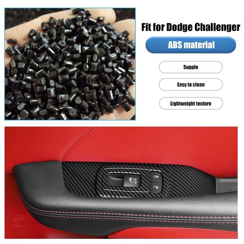 Door Interior Handle Window Lift Panel Decoration Protective Cover For Dodge Challenger 2015 Up Car Interior Accessories
