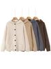 Women's 2025 Retro Single-Breasted Wool Cardigan - Autumn/Winter Hooded Knit Style