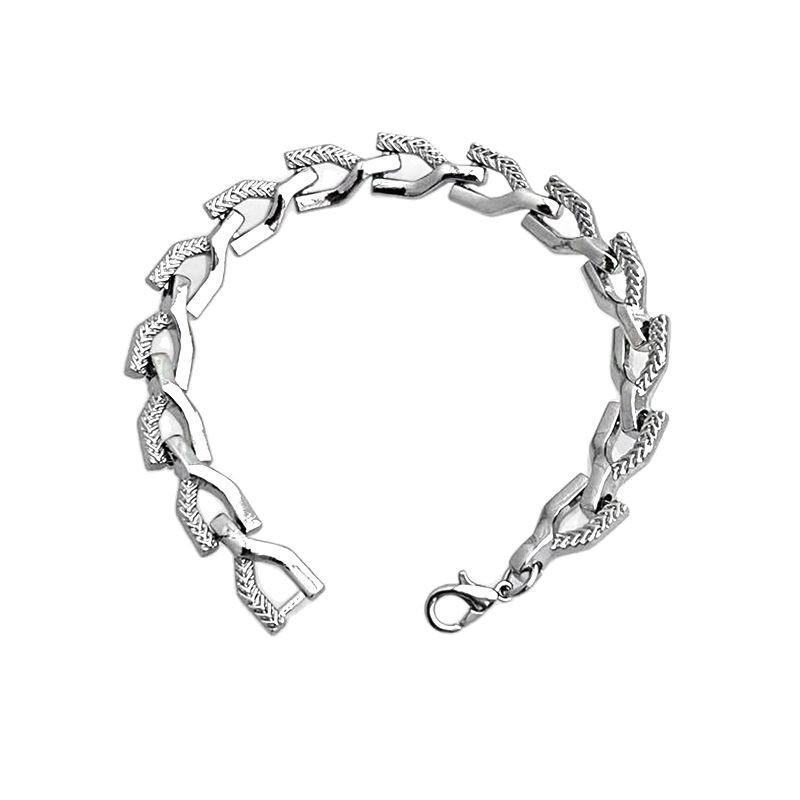 European and American hip-hop men's Cuban chain simple personality not fading diagonal snake bone chain high-quality alloy bracelet