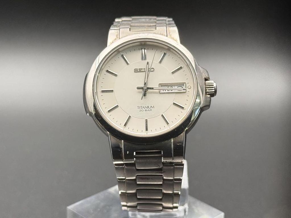 [USED] SEIKO Titanium Watch, Silver, Battery Replaced, Working