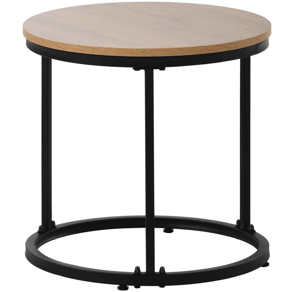 Round Coffee Table 2-Piece Set Coffee Table Living Room Round Nesting Side Table 2 Round Side Table (Oak)