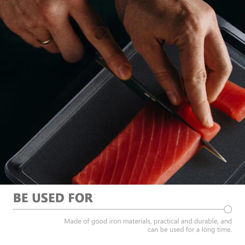 1 stk Grillpanne Jern Grillplate Grillbrett Komfyrplate for campinggrilling (Svart)