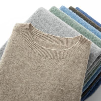 Men's Round Neck Cashmere Sweater - Business Casual, Loose Fit, Autumn Winter Knitwear