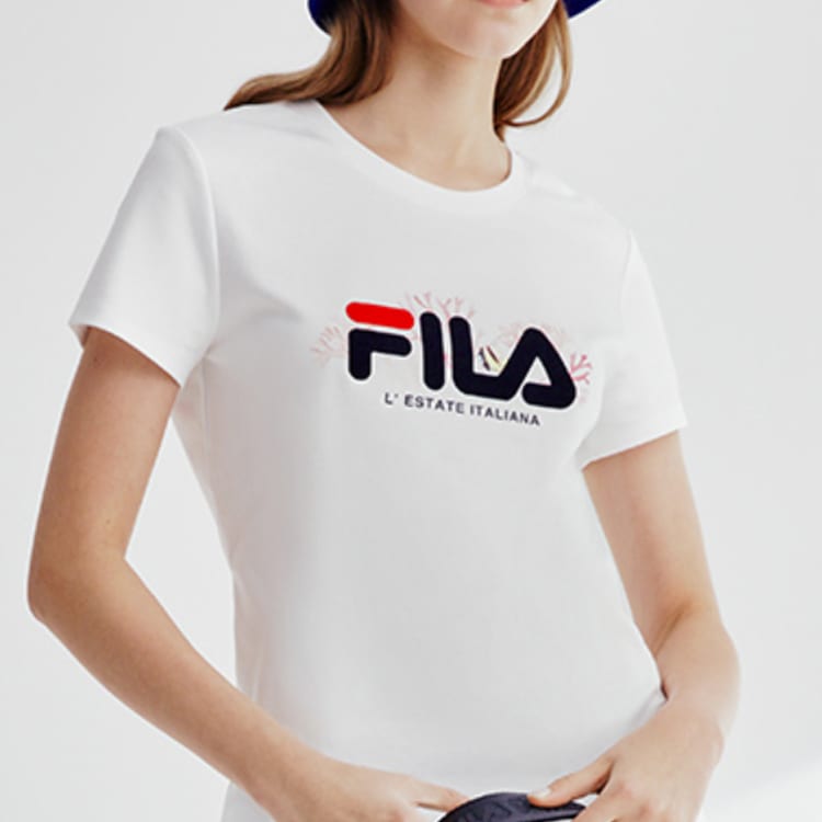 Fila T Shirts Women's White Crew Neck Moderate Straight Fit F11W928129FWT