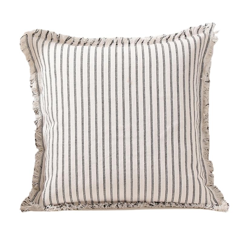 

Pillow Case Polyester Cotton Beige with Color Stitching Perfectly for Sofa Bedroom Office Chair Decoration Pillowcase чёрный