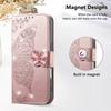 For iPhone 17 Pro Case 3D Rhinestone Decor Butterfly Flower Leather Phone Cover with Wrist Strap
