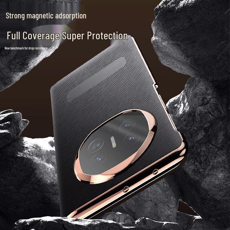 Huawei Mate X6 Foldable Full-Cover Flip Leather Case with Rotating Bracket and Smart Window.