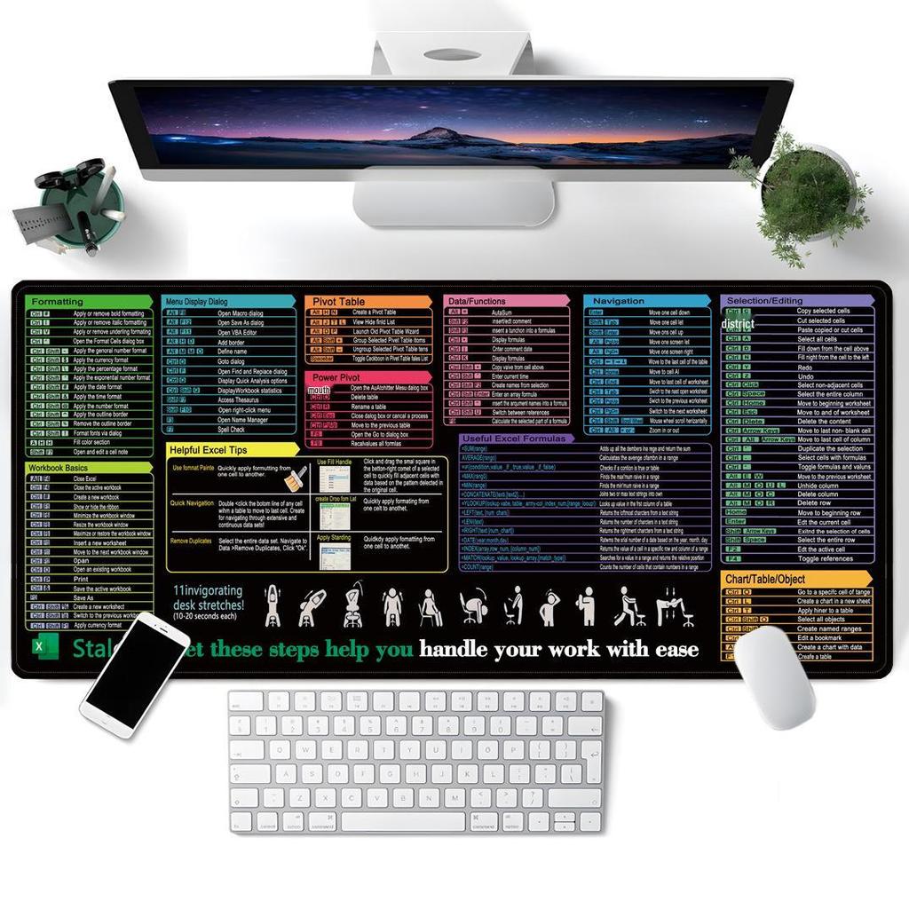 Excel Pad de Mouse Mare Antiderapant pentru Laptop & Tastatură - Uz de Birou