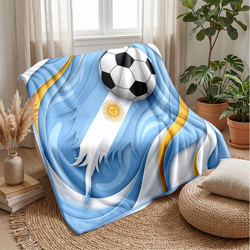 Argentinien Fußball Aufdruck Flanelldecke Hautfreundlich Warm Dekorative Decke für Innen Couch Bett Tägliche Nutzung