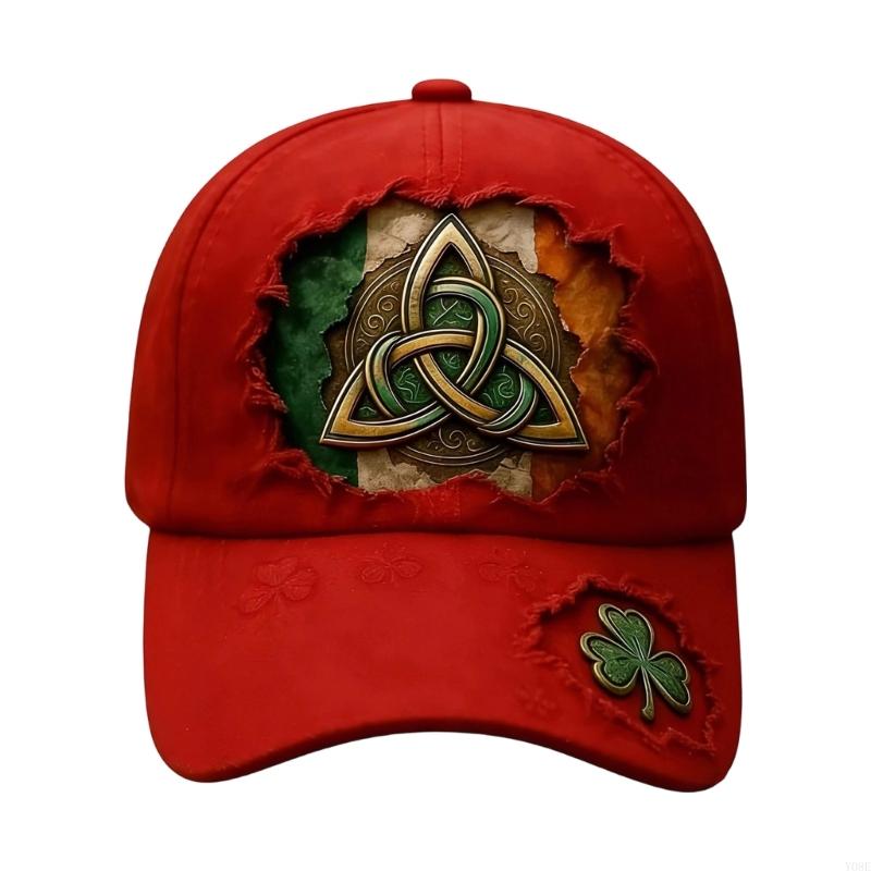 

Classical Shamrock Baseball Cap For Patrick s Day Celebration Comfortable Adjustable Green Hat Y08E красный