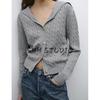 MD Spring New Women's Clothing Gray Pure Cotton Twisted Sailor Collar Sweaters Cardigan 5746641