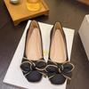 New Popular Fairy Style French Bow Beanie Shoes Women's Shallow Mouth Single Shoes Low Heel Shoes Ladyshoes Grandma Shoes