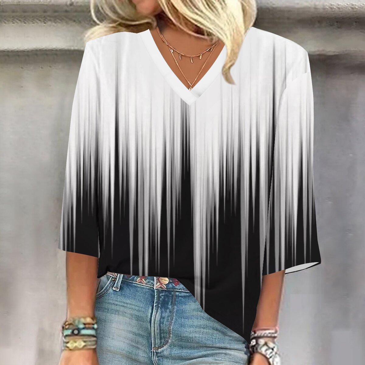 

2023 Весна и осень Новая мода 3/4 рукав с принтом