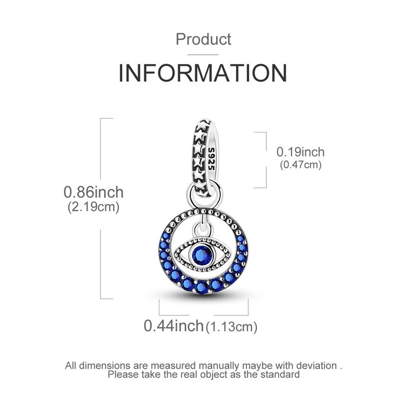 Charms Original Copper Dark Blue Zircon Eye Pendant Beads Fit Bracelet Women Jewelry Diy Fine Gift Accessory