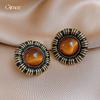 European and American Resin Round Pleated Earrings Stud Earrings Fashionable Personalized Earrings Women