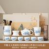 Tea set Festive white porcelain rime pavilion Dehua suet jade set Outdoor travel tea set