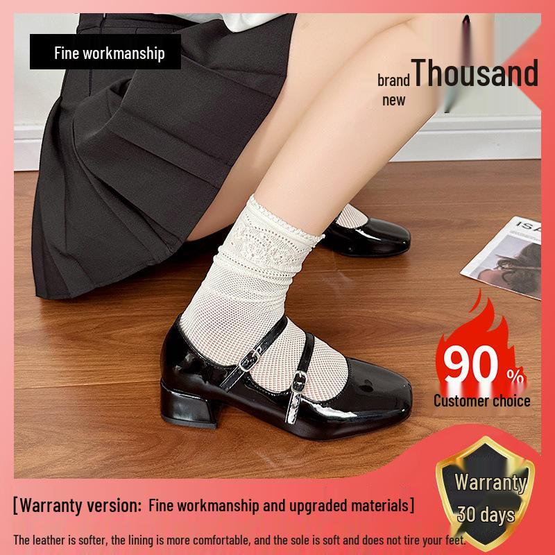 Silver Chunky Heel Mary Jane Ballet Flats for Women - Spring 2025 Collection