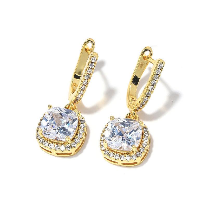 Klasik Üst Düzey Küpeler Hafif Lüks Küpeler Sekiz Kalp Sekiz Ok Zirkon Kakmalı Küpeler