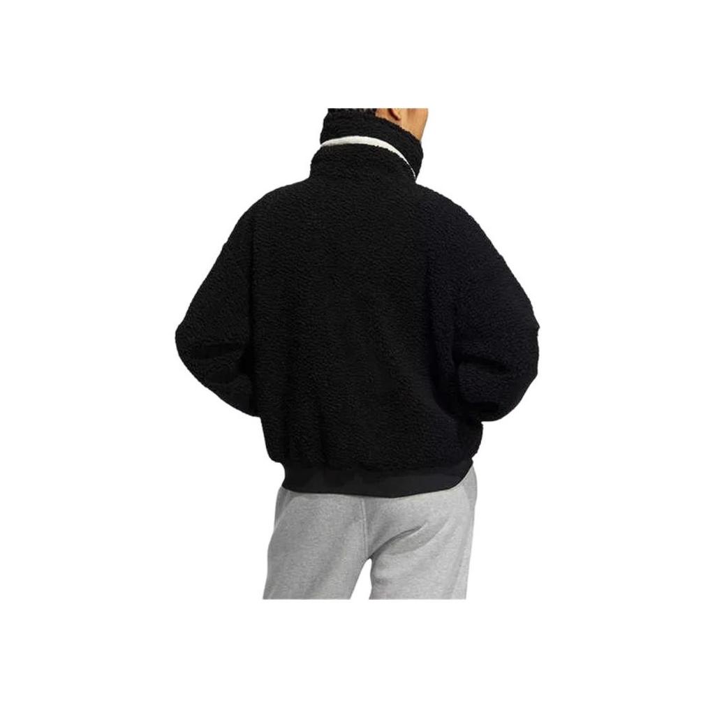 Adidas Originals Embroidered Logo Zip-Up Retro Sports Jacket Women Jacket Black HY1375