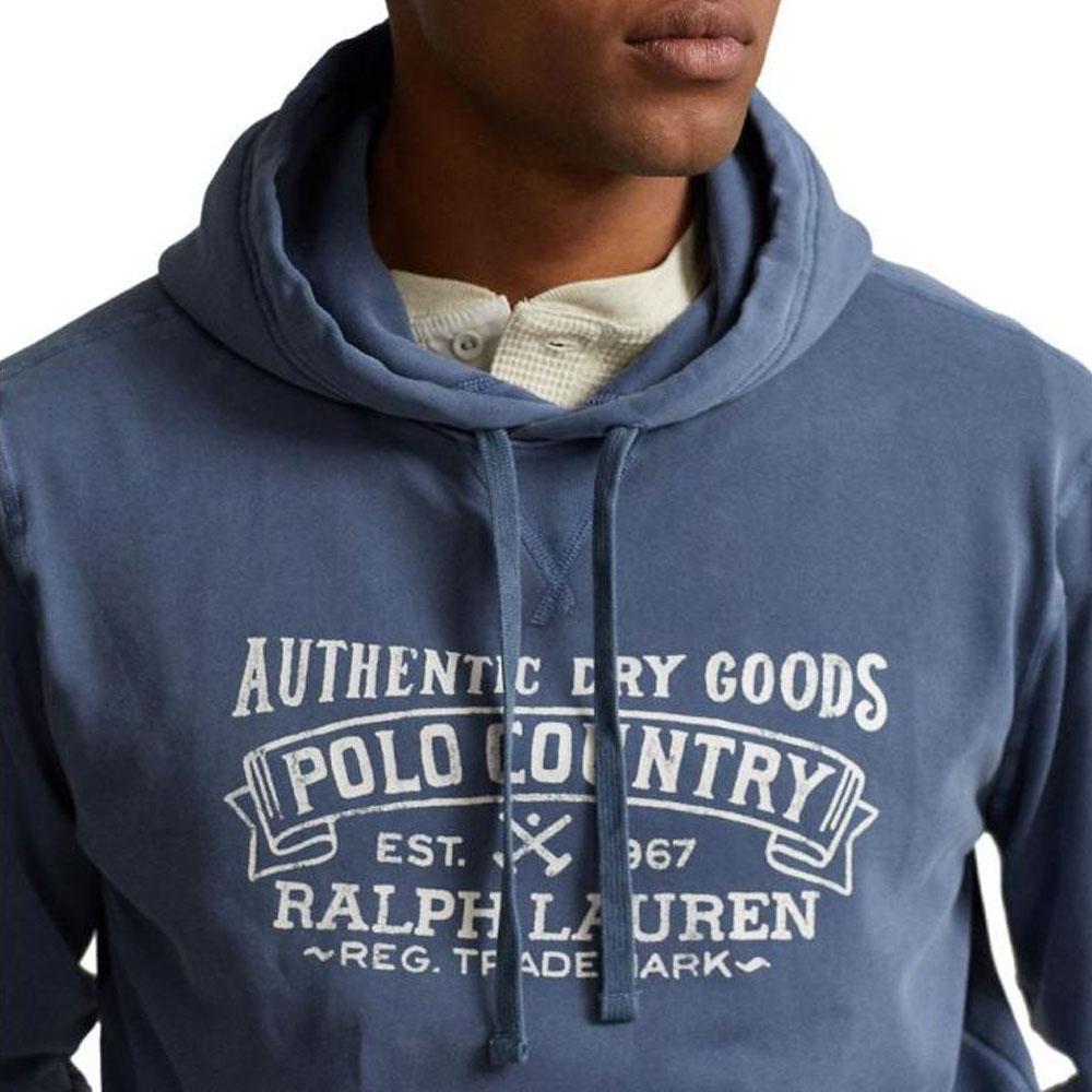 Polo Ralph Lauren Ss23 Letter Pattern Printed Hooded Drawstring Pullover Sweatshirt Men Sweatshirt Blue 710877552-007
