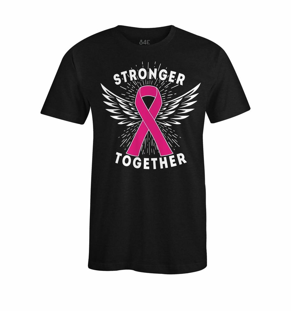 S4E Men's Stronger Together T-Shirt Breast Cancer Pink Ribbon Shirts