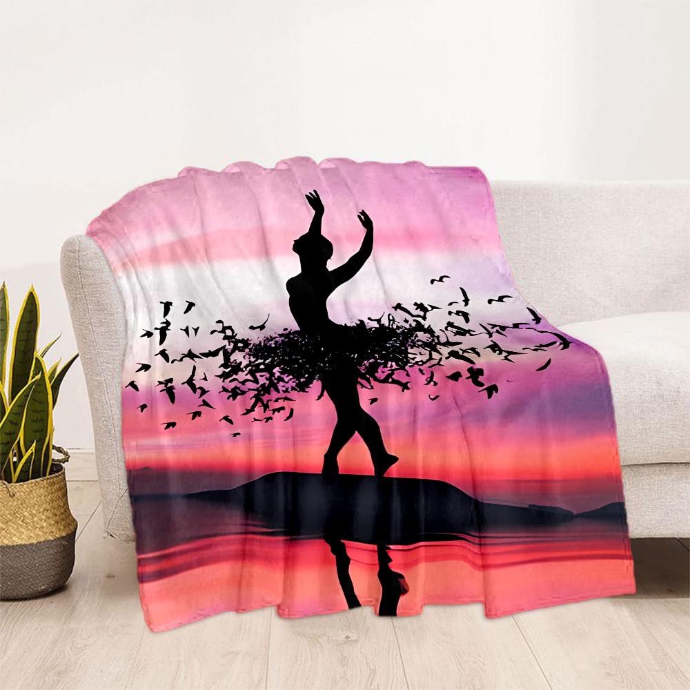 Dreamy Ballerina Flannel Blanket - Soft and Comfortable, Suitable for Sofas, Beds, Offices, Travel, and All Seasons, Making It A Perfect Holiday Gift.