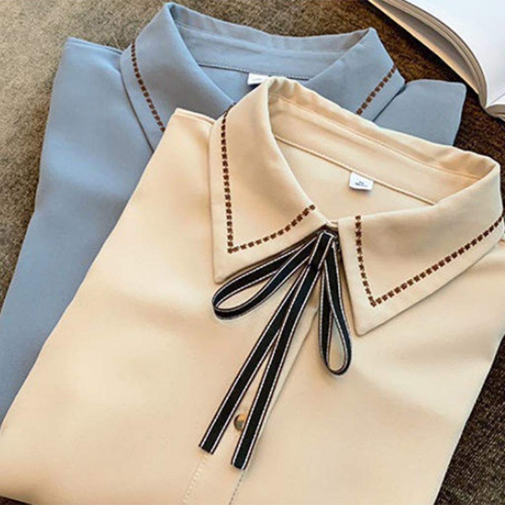 Lace Chiffon Shirt Women's Long Sleeved Spring And Bottoming Shirt, Bow Tie Shirt Design Top