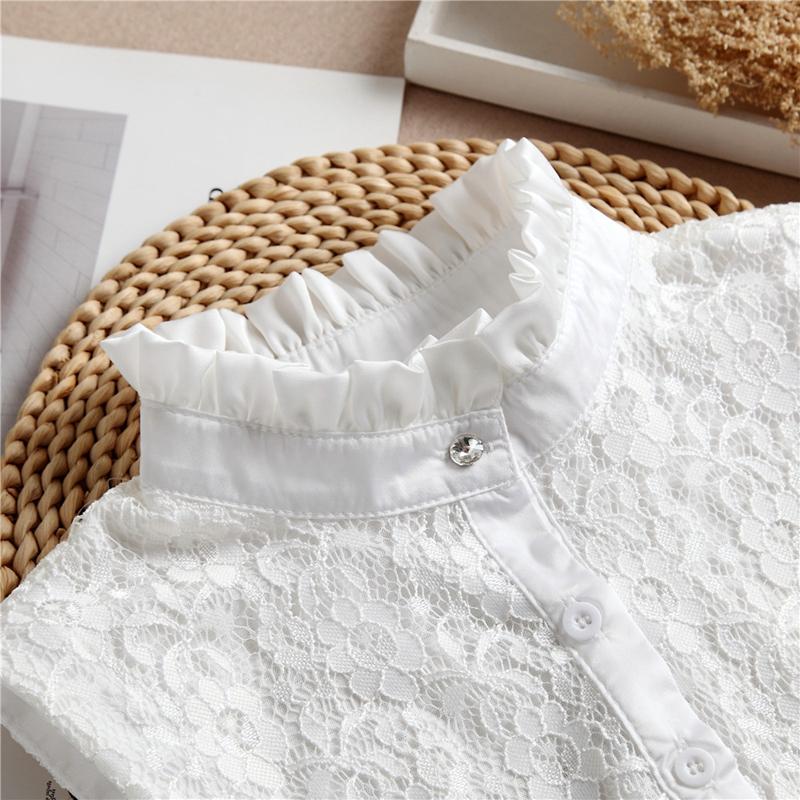 Elegant Embroidery Hollow Fake Collar Detachable Half Blouse Shirt Stand Collar For Women Girls Sweater Decoration False Collar