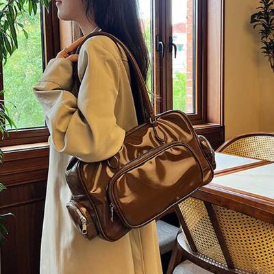 Sacs à bandoulière rétro pour femmes Tendance Cuir PU Multiples poches Sac fourre-tout féminin Nouveau Uni Grande capacité Sacs à main de tous les jours