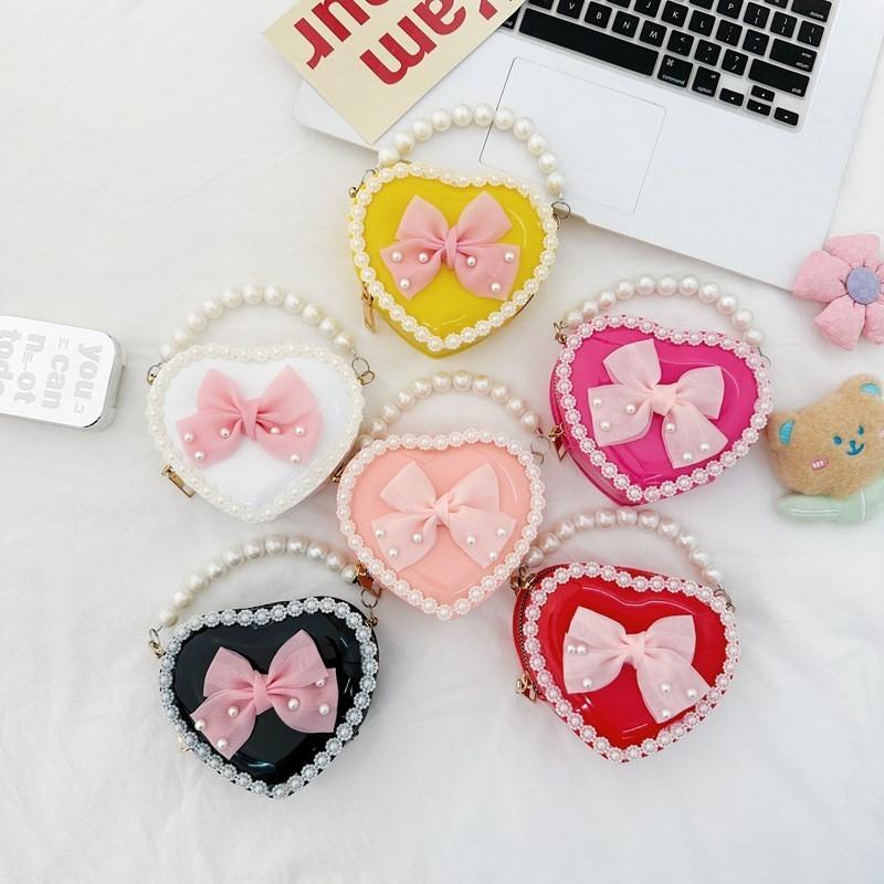 Stylish Mini Pearl Handbag For Kids With Adorable Bow Design In Multiple Colors