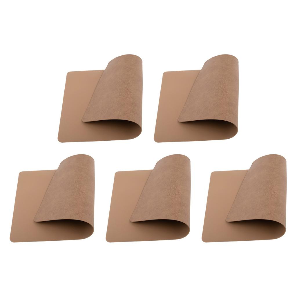 Leather Washable Placemats Set of 5 Non Slip Heat Resistant Table Mats