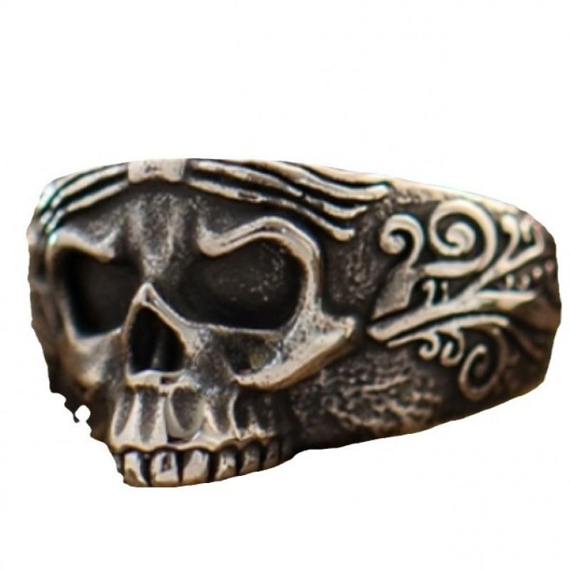 Adjustable Skull Ring Men Women Gothic Punk Rock Plated Open Band Vintage Geometric Jewelry