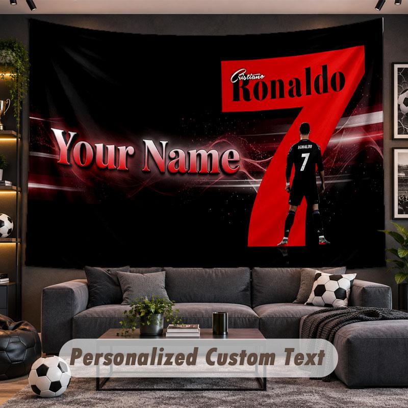 Wandbehang Wandteppich Benutzerdefinierter Name Cristiano Ronaldo Muster Personalisiert Bedruckter Stoff Wanddekoration