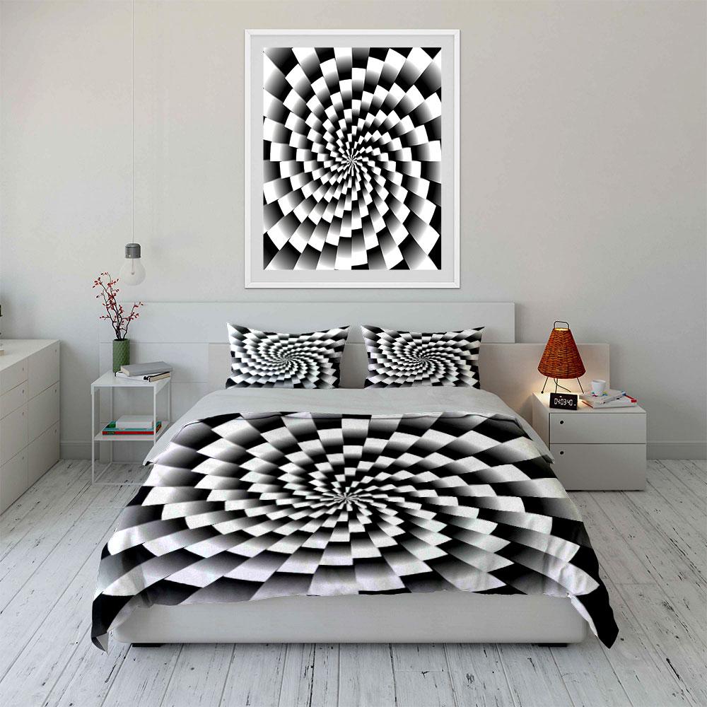 Black And White Optical Illusion Design Exquisite Three-Piece Bedding Set Gift For Kids And Adults