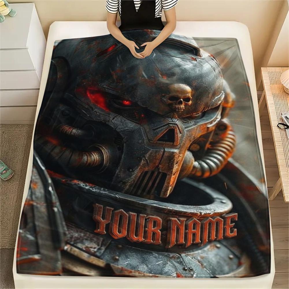 1pz Coperta in Flanella Personalizzata con Nome e Motivo Warhammer 4K Adatta a Tutte le Stagioni per Arredamento Casa Calore e Comfort Regali Regalo Festivo