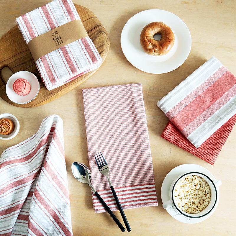 pure cotton dyed tea towel, four sets of dishcloth, home kitchen towel.