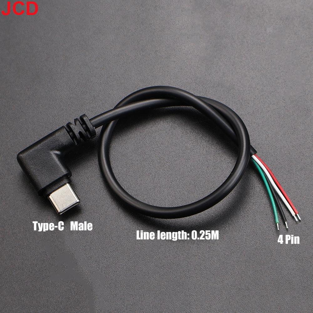 

1PC USB 2.0 Type-C 2pin 4pin USB Male elbow Head Cable right angle Plug DIY Power Supply data Charging cord 2 wire 4 core Cord