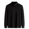 Men's Half-Zip Stand Collar Double-Sided Fleece Long Sleeve Top - Thick, Warm Base Layer for Autumn/Winter