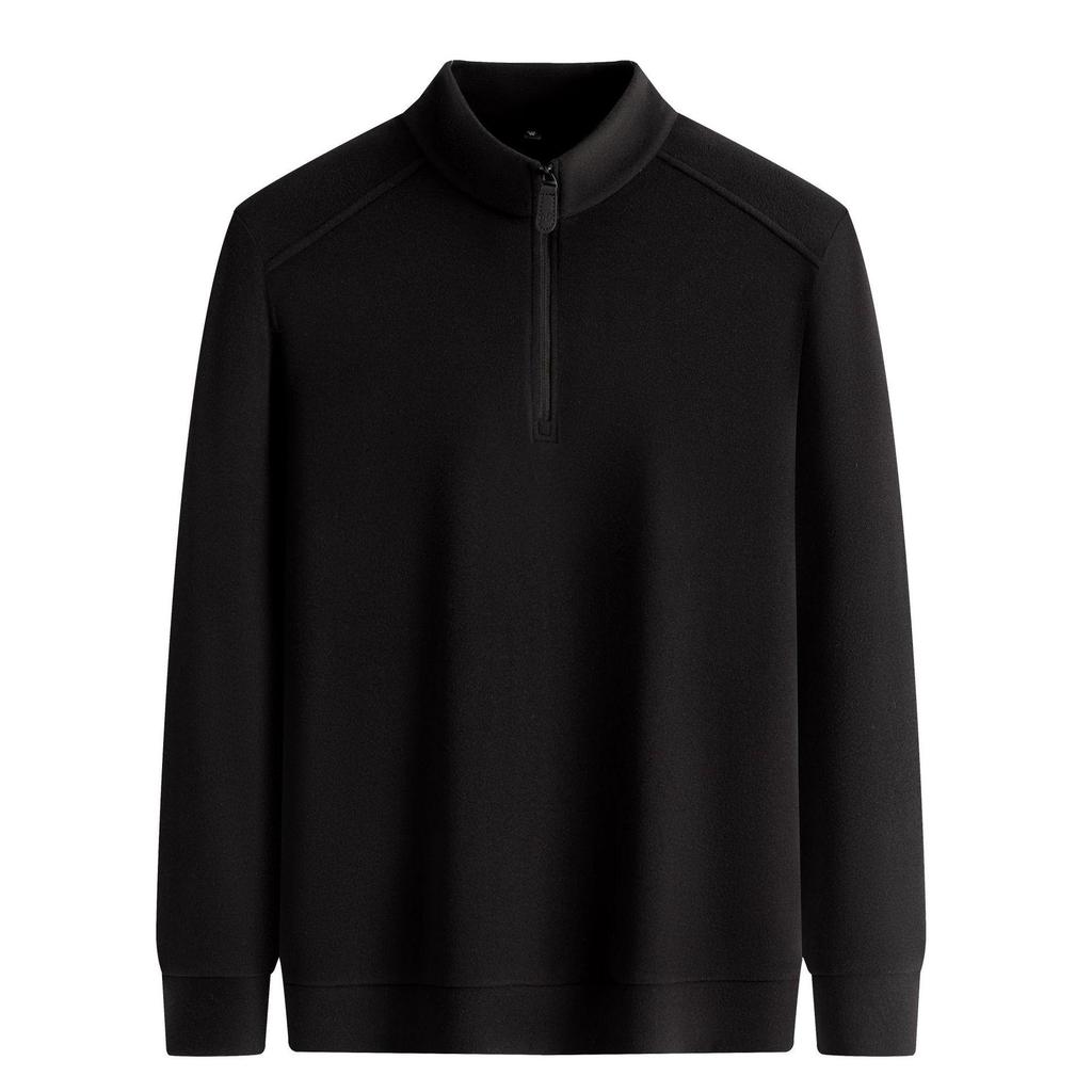 Men's Half-Zip Stand Collar Double-Sided Fleece Long Sleeve Top - Thick, Warm Base Layer for Autumn/Winter