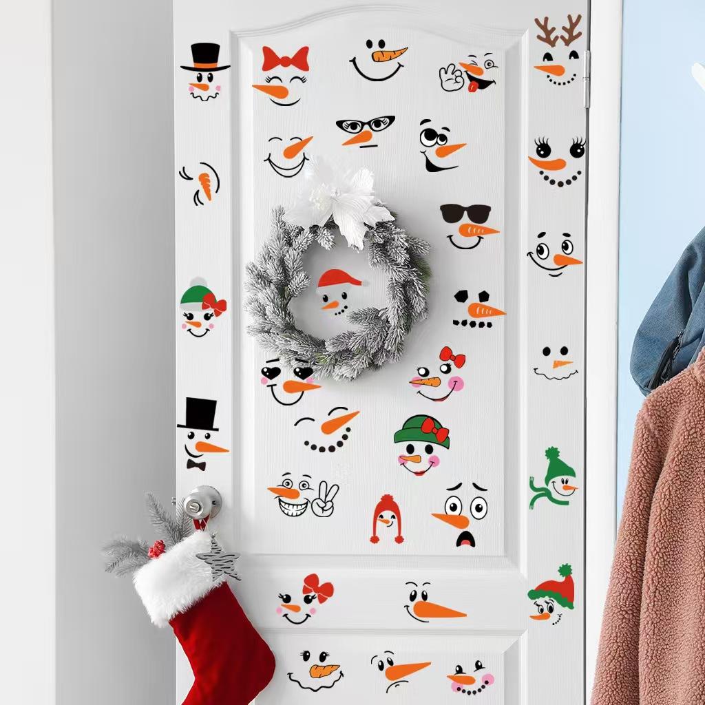 Christmas Creative Cute Carrot Snowman Emoticon Stickers Decoration, Suitable for Motorcycle Body and Rearview Mirror Decoration