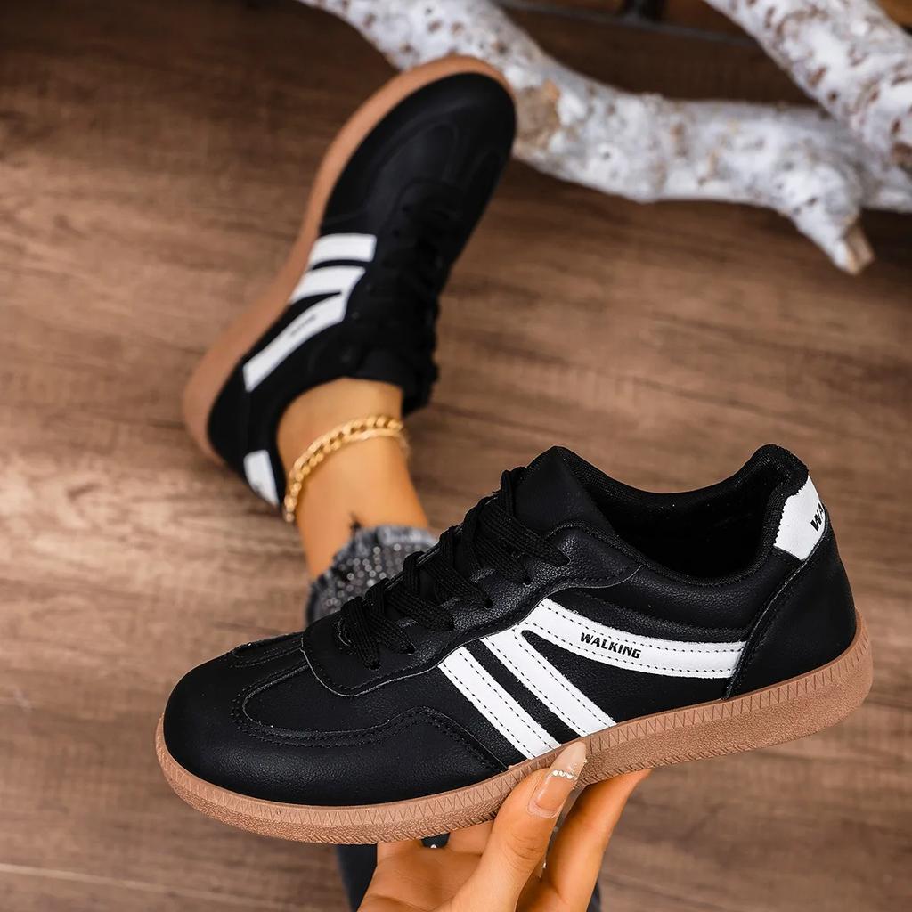 Fashion Women Fashion Casual Flats Sneakers Ladies Outdoor Walking Shoes Women Comfortable Classical Shoes Black White Sneakers Women
