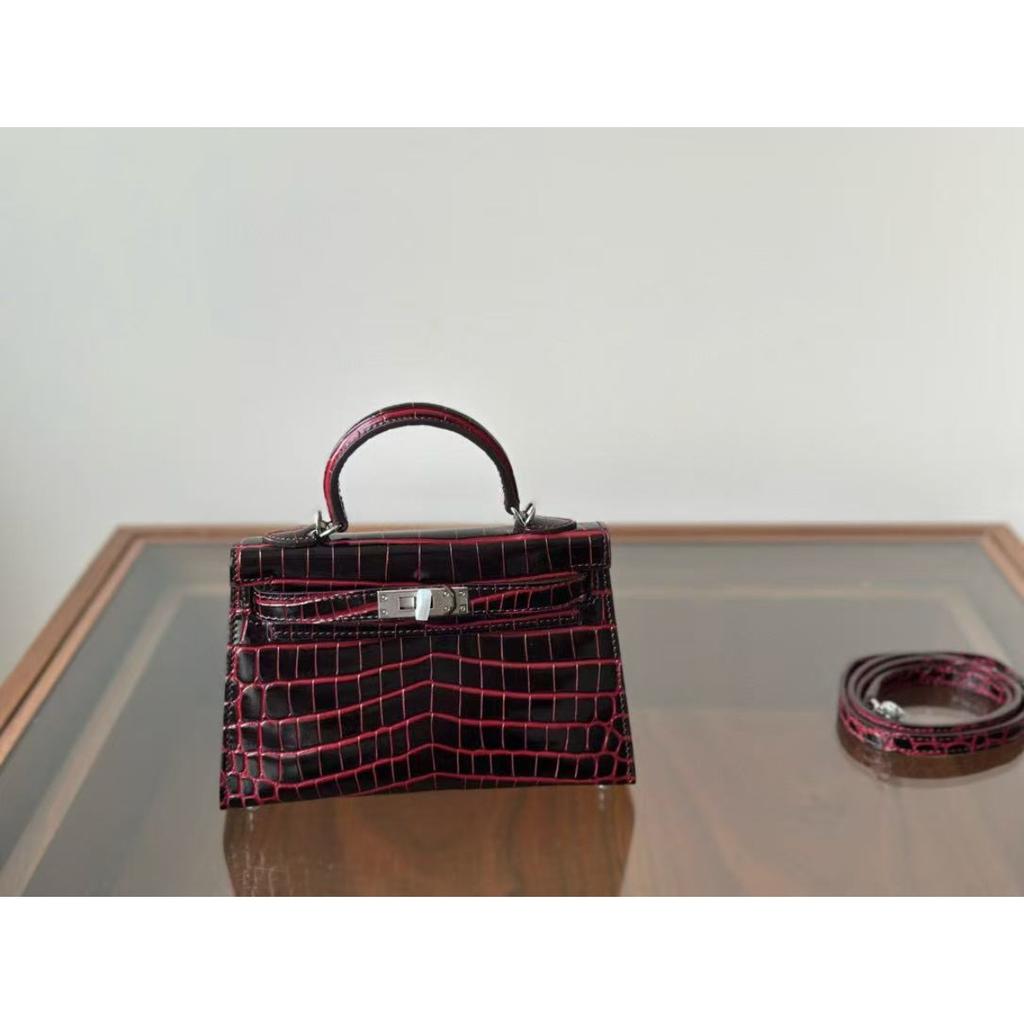 Kelli druhá generace 19cm vzor krokodýlí první vrstva hovězí kůže taška přes rameno messenger dámská taška high-end taška