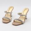 Fashion Shoes Slippers Soft Women Heels Glitter Slides Fashion Low Beige Heeled Sandals Pantofle Comfort High Jelly Summer Luxury Black