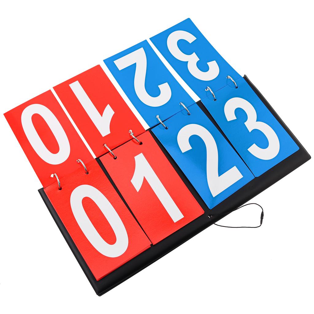 4-Digit Flip Scoreboard, PU Leather Portable Scoring Counter 6.3x14.2 Inch, Foldable Score Keeper for School, Tabletop Games and Daily Entertainment