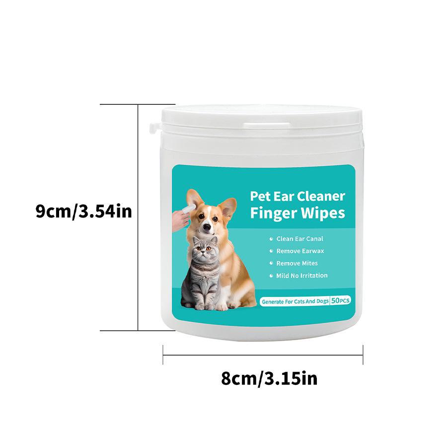 Pet Ear Cleaning Wipes & Finger Sleeves for Cats and Dogs - Ear Mite Removal and Care