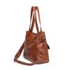 Women Vintage Soft Leather Tote Shoulder Bag Large Capacity Casual Daily Handbag with Detachable Wide Crossbody Strap Multi Pockets Commute Shopping