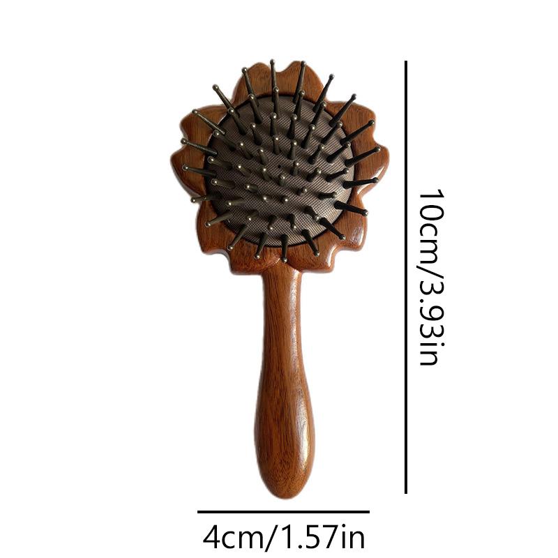 Flower Shape Sandalwood Scalp Massage Comb Meridian Comb Toothed Head Hair Comb Body Beautify Massage Gua Sha Scraping Care Comb