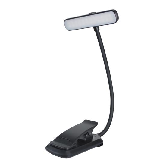 Study Room Table Lamp Clip-on Reading Light with Flexible Gooseneck, 24 LED 3 Color Eye Compact Bedside Caring Book Light, USB Rechargeable